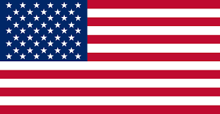 United States flag with fifty white stars on blue and thirteen red and white stripes.