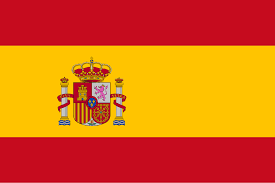 Spanish flag with red and yellow horizontal stripes and the national coat of arms.