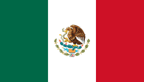 Mexican flag with green, white, and red vertical stripes and a central coat of arms.